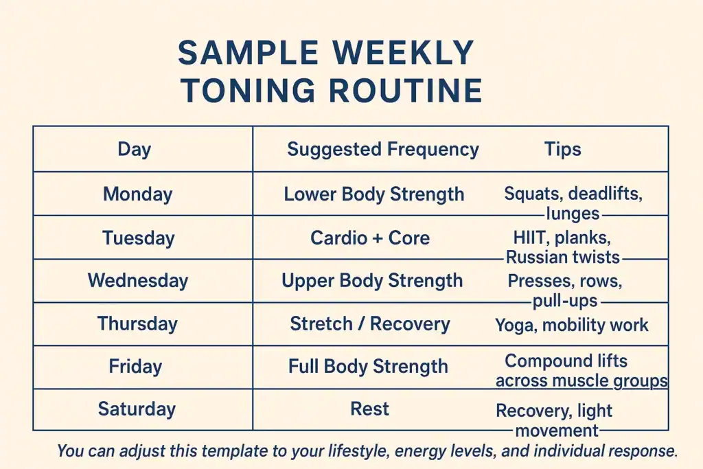 Achieving the Perfect Tone: How Often Should You Exercise for Results? 4 Weekly exercise Rotherham plan graphic