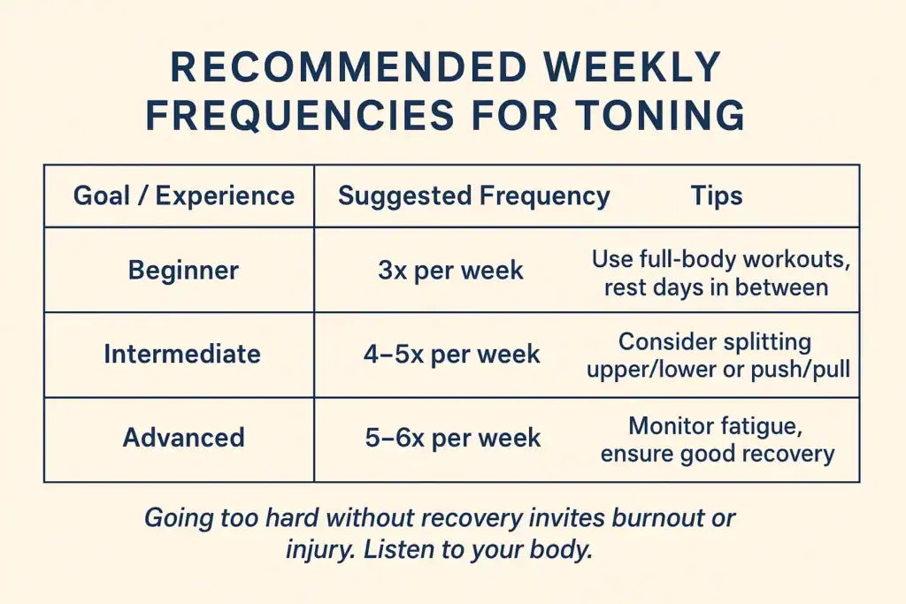 Achieving the Perfect Tone: How Often Should You Exercise for Results? 2 Graphic to show how often you should do exercise to help with toning Rotherham